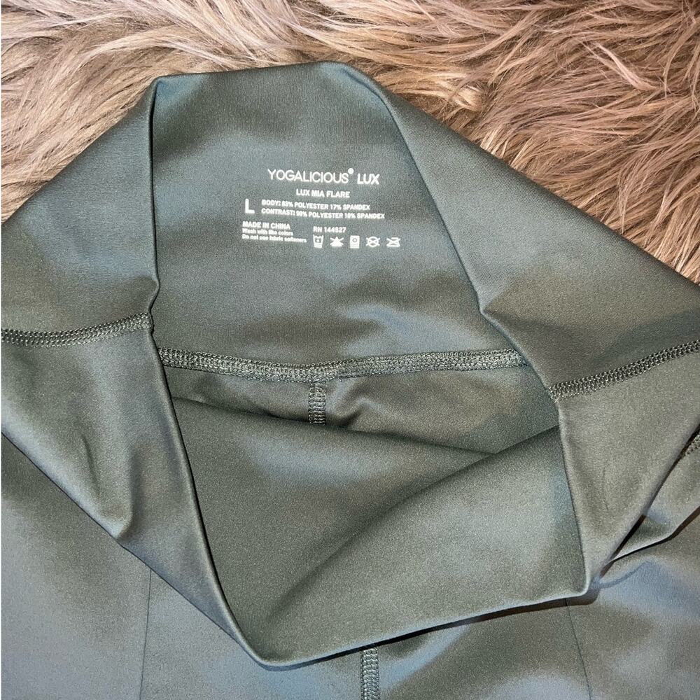New Yogalicious Hi-Rise Lux Mia Split Flare Pant Agave Green size L - Picture 3 of 9